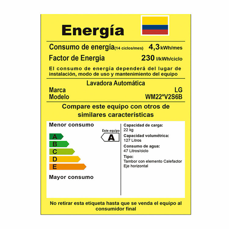 LAVADORA LG 22KG CARGA FRONTAL                     WM22BV2S6BR.ABLECOL