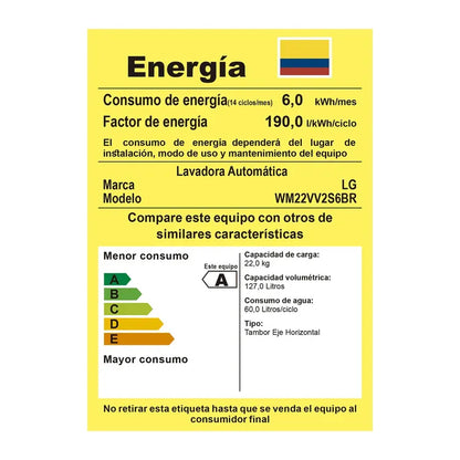 LAVADORA LG 22KG CARGA FRONTAL VICTOR 2                     WM22VV2S6BR.ASSECOL