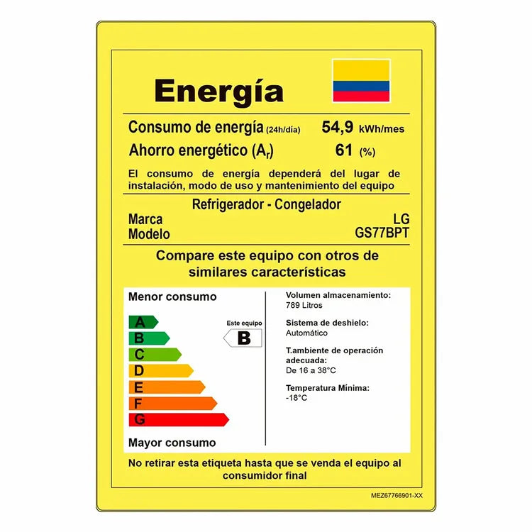 NEVECON LG 789 LTS INVERTER TIPO SIDE BY SIDE GS77BPT.AMCCCLM