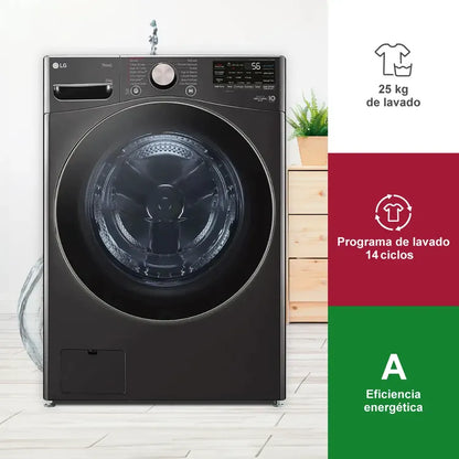 LAVADORA LG 25KG CARGA FRONTAL NEGRO WM25BV2S6BR.ABLECOL