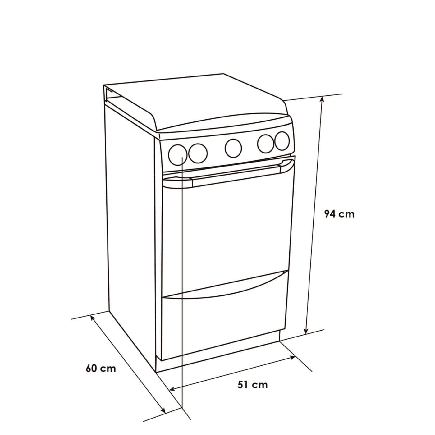 ESTUFA ABBA 4PTS CON HORNO NEGRA AT101-6-N GAS NATURAL