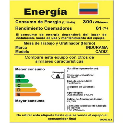 ESTUFA INDURAMA  CADIZ 4 PUESTOS  30001498 GAS NATURAL