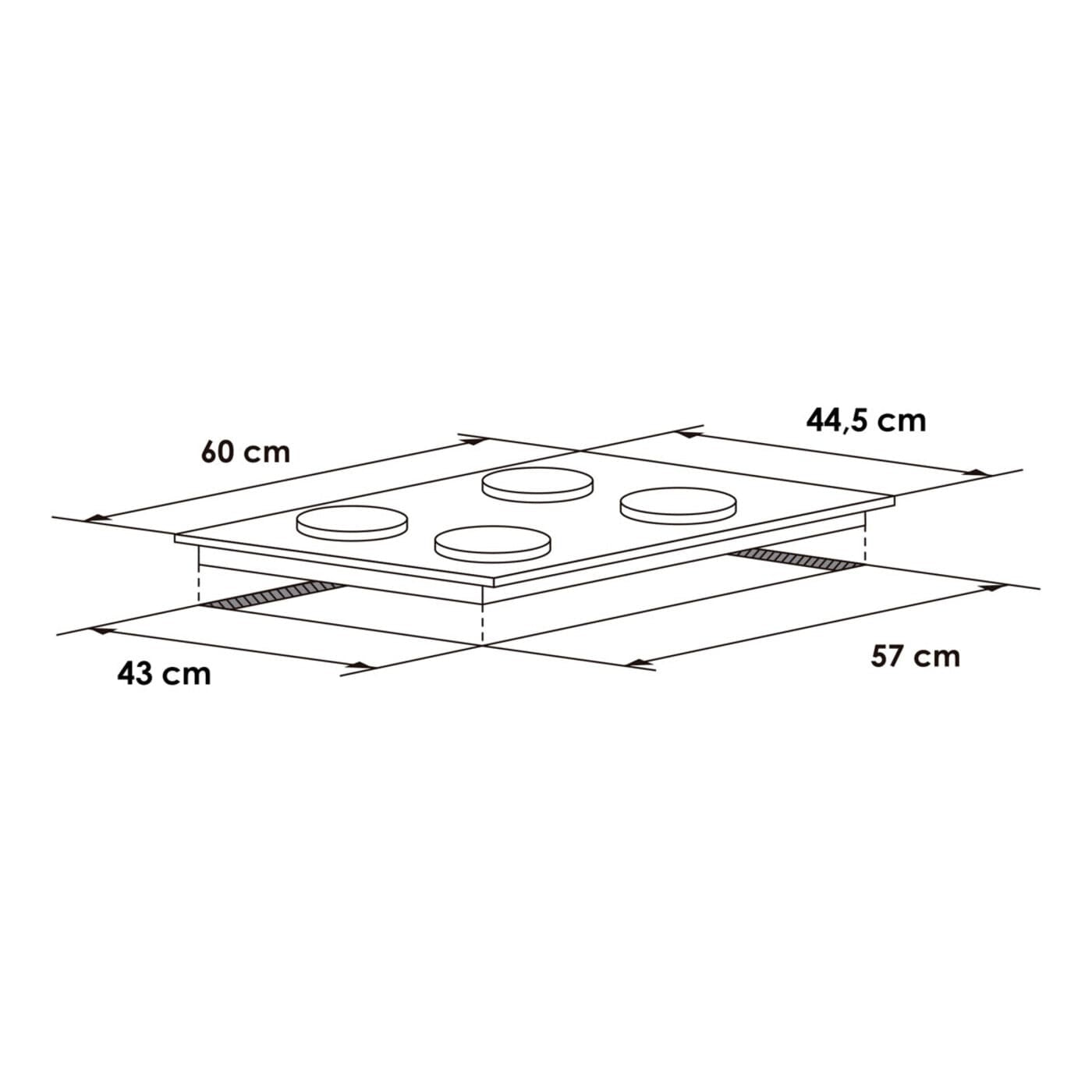 CUBIERTA ABBA EMPOTRAR 4PTS GAS EN VIDRIO CG-401-V3C GAS NATURAL