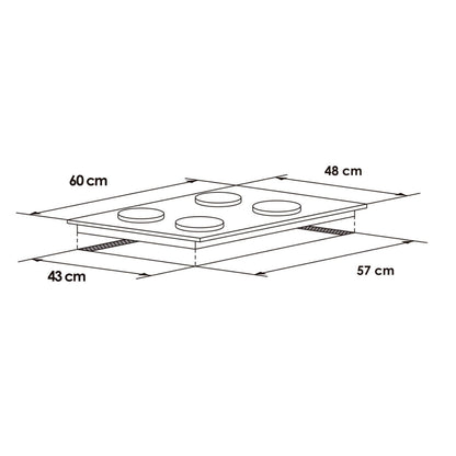 CUBIERTA EMPOTRAR ACERO INOX 1-TRIPLE CORONA CG-4PLX-TC GAS NATURAL