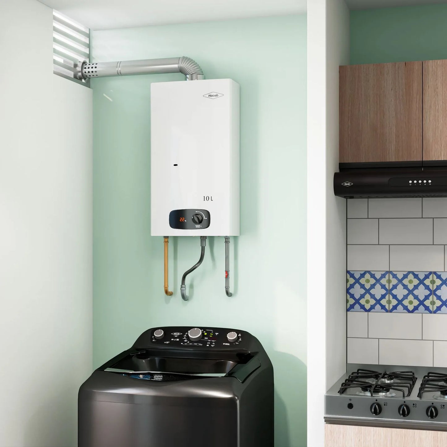 Calentador Haceb Tiro Natural 10 LTS Blanco - CP-BAMBU-10-LT-TN-GN