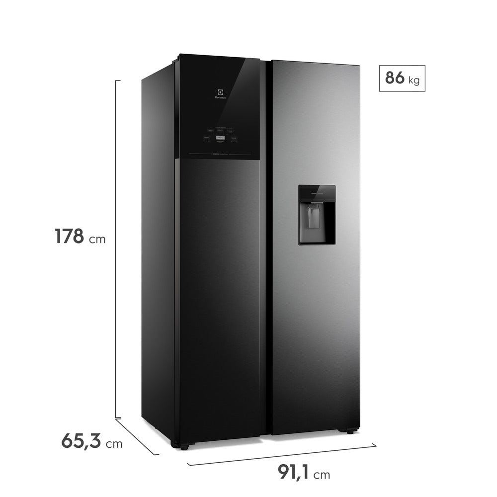 Nevecón Electrolux No Frost Side by Side 522L Inverter AutoSense Negro ERS53F3C5CB