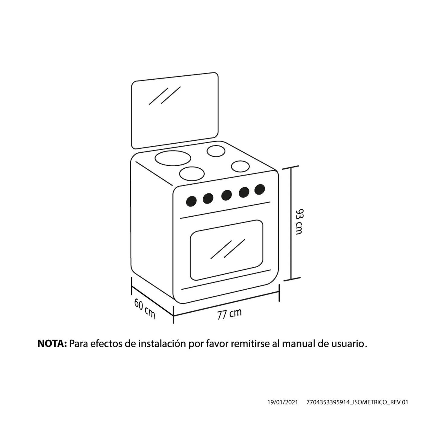 Estufa Orégano Haceb de 6 puestos 76 cm a Gas Natural Inox - ESTORG76-INOX