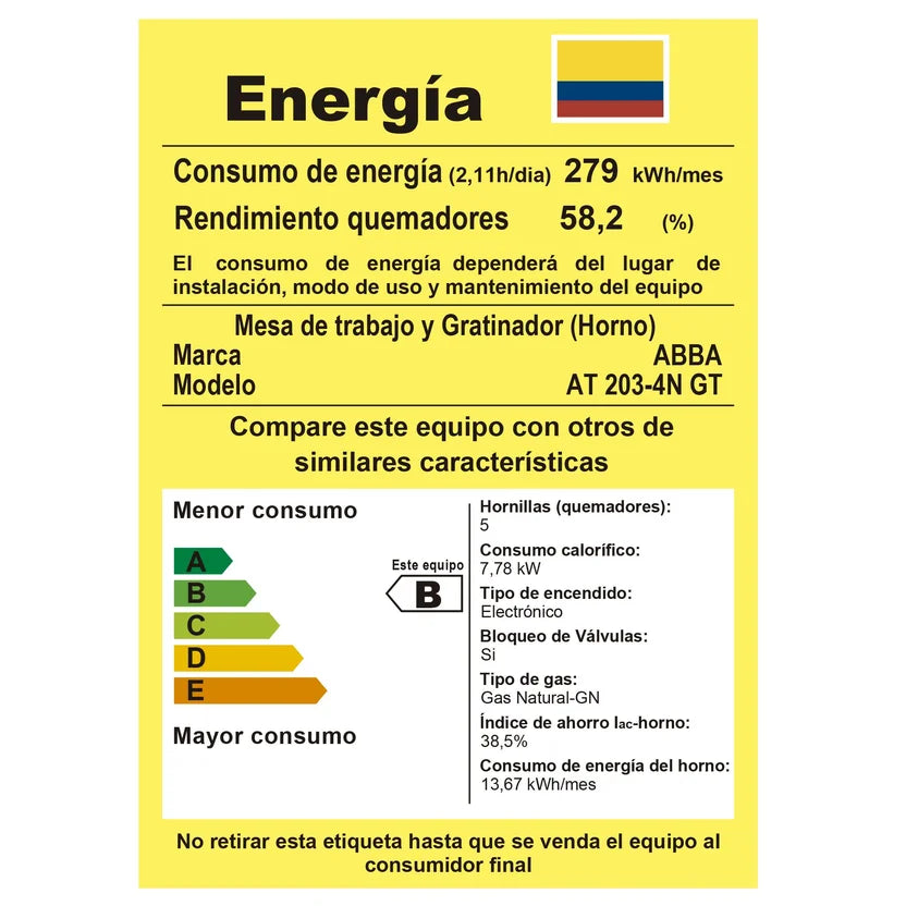 Estufa Abba Gas Natural De 4 Puestos Con Horno - AT203-4