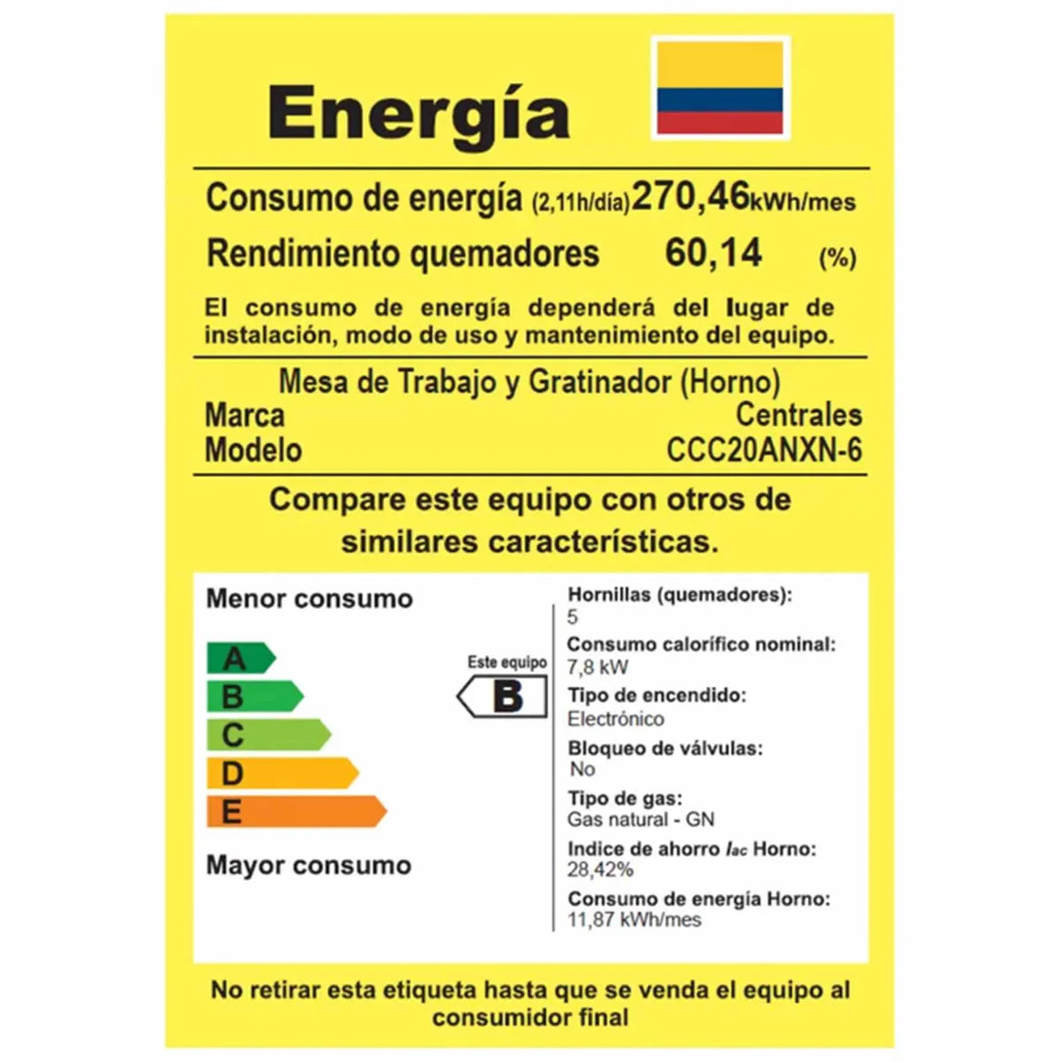 Estufa Centrales Gas Natural 4 Puestos - CCC20ANXN-6