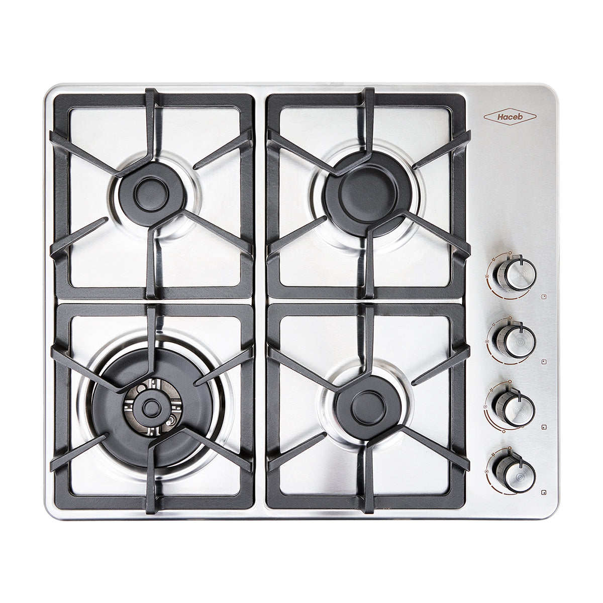 Estufa de Empotrar TA Haceb de 4 puestos en Hierro Fundido Dual de 60X51 cm a Gas Natural Inox- CUB TA 60-51 INOX HF DUAL GN
