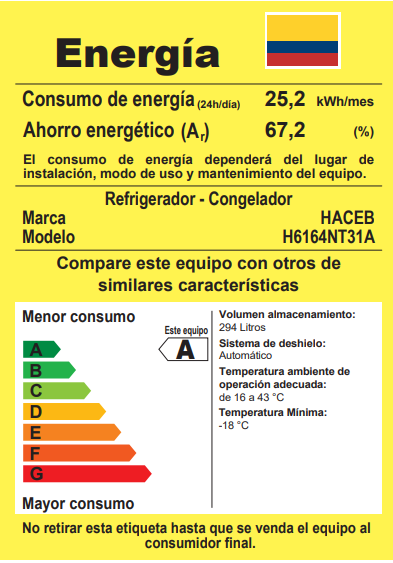 Nevera Haceb No Frost 311 Litros Manija Integrada Negro Esmeralda Inverter - NEV311-DAMI-NE-INV