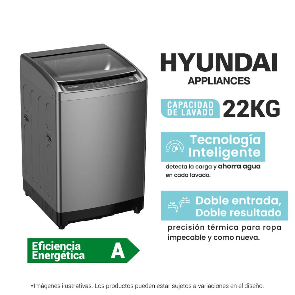 Lavadora Hyundai 22 Kg Carga Superior Gris - HYWM22K