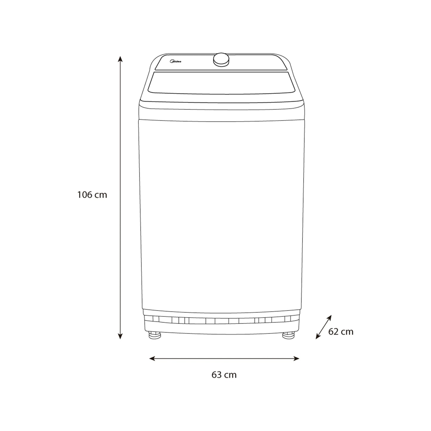 Lavadora Midea Automática Carga Superior 18Kg Vortex Wash Impeller Gris - MA500W180/G-CO