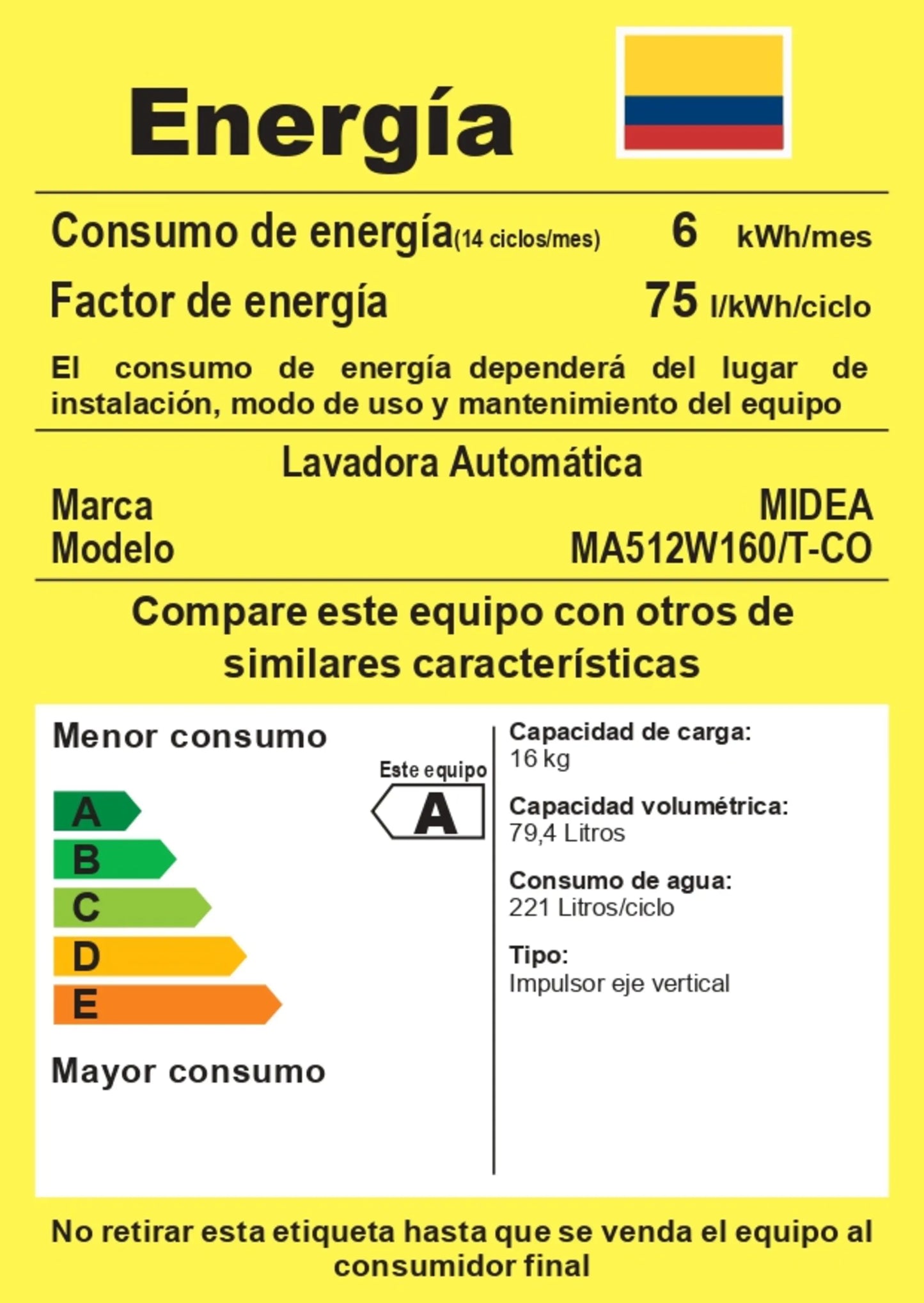 Lavadora Midea Carga Superior 16 Kg Wave Wash - MA512W160T-CO