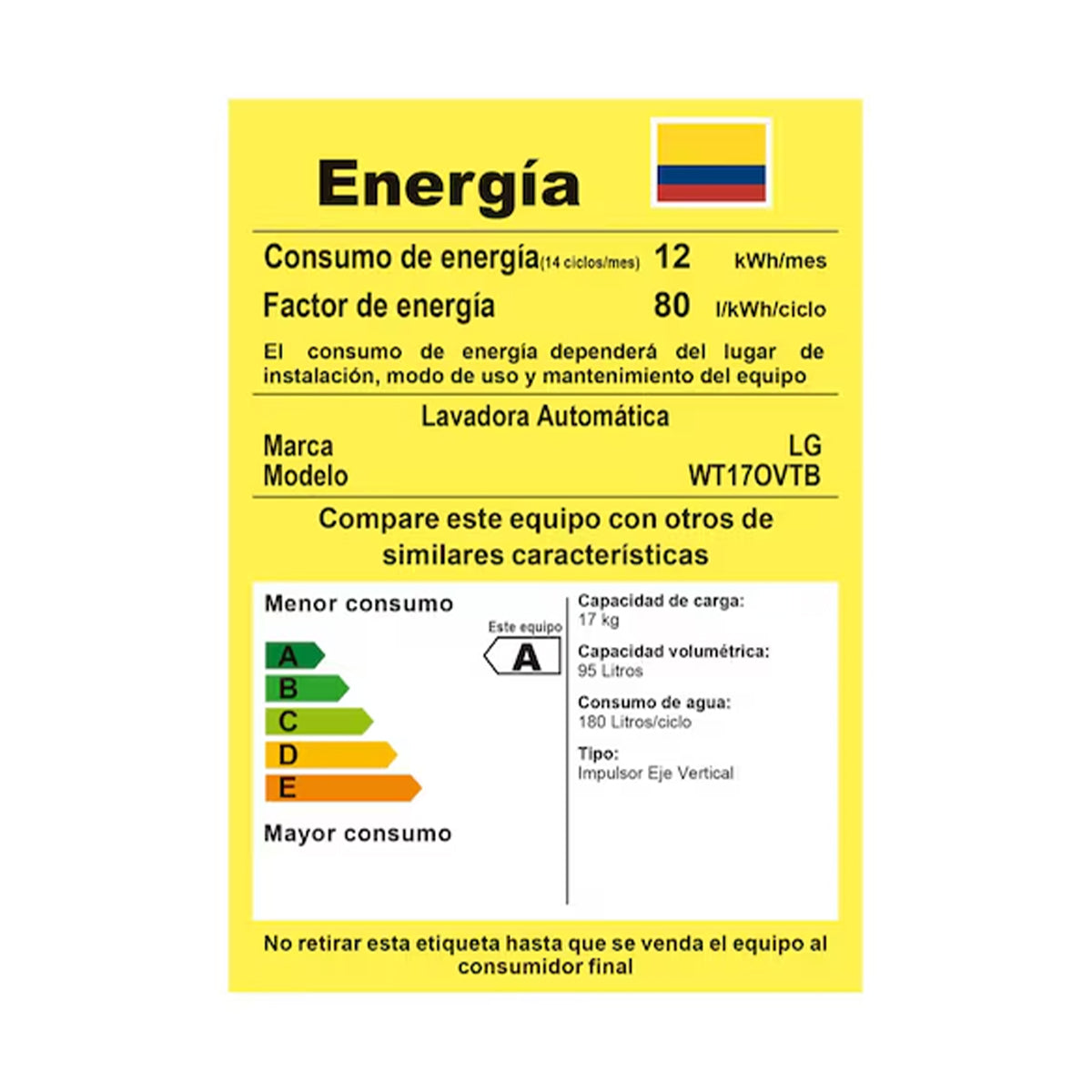Lavadora LG Carga Superior 17 Kg Negro Brillante - WT17OVTB