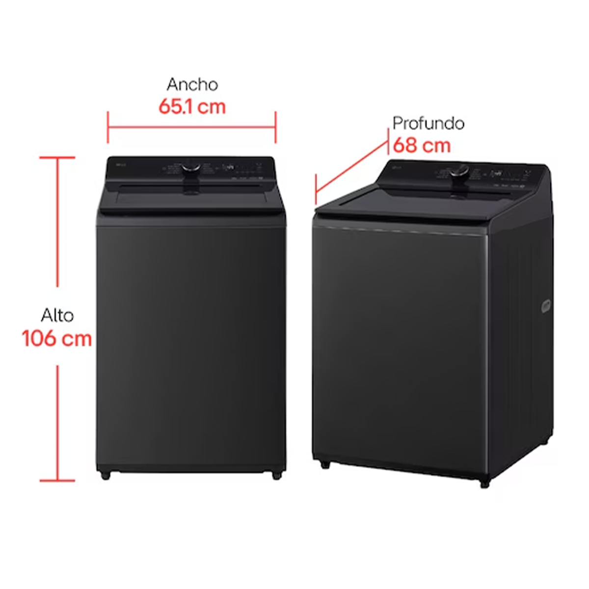 Lavadora LG Carga Superior 20Kg AIDD EasyUnload Negro Brillante - WT20NBTX6T