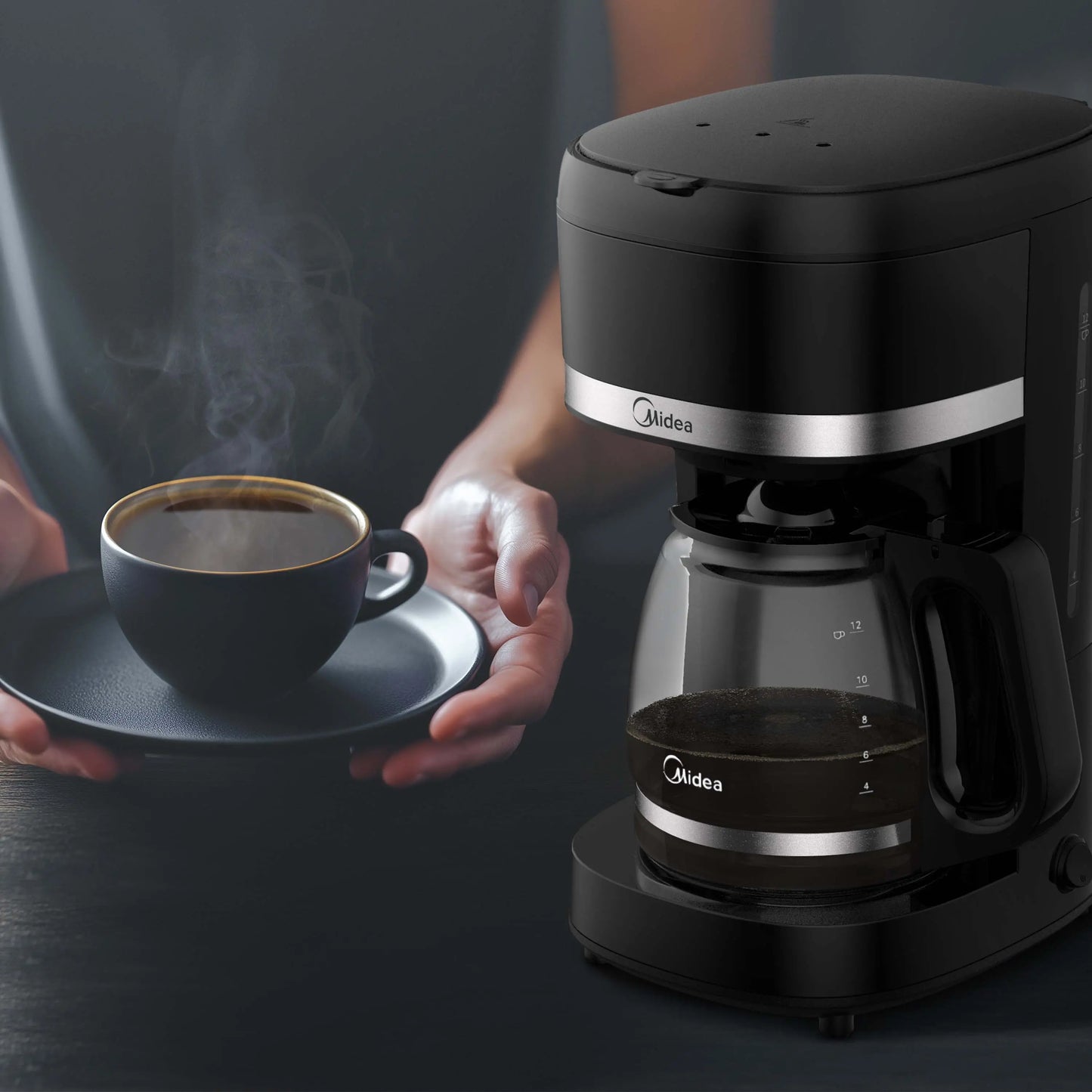 Cafetera Midea de Goteo Mecanica 12 Tazas Negra - MCD12MWCK