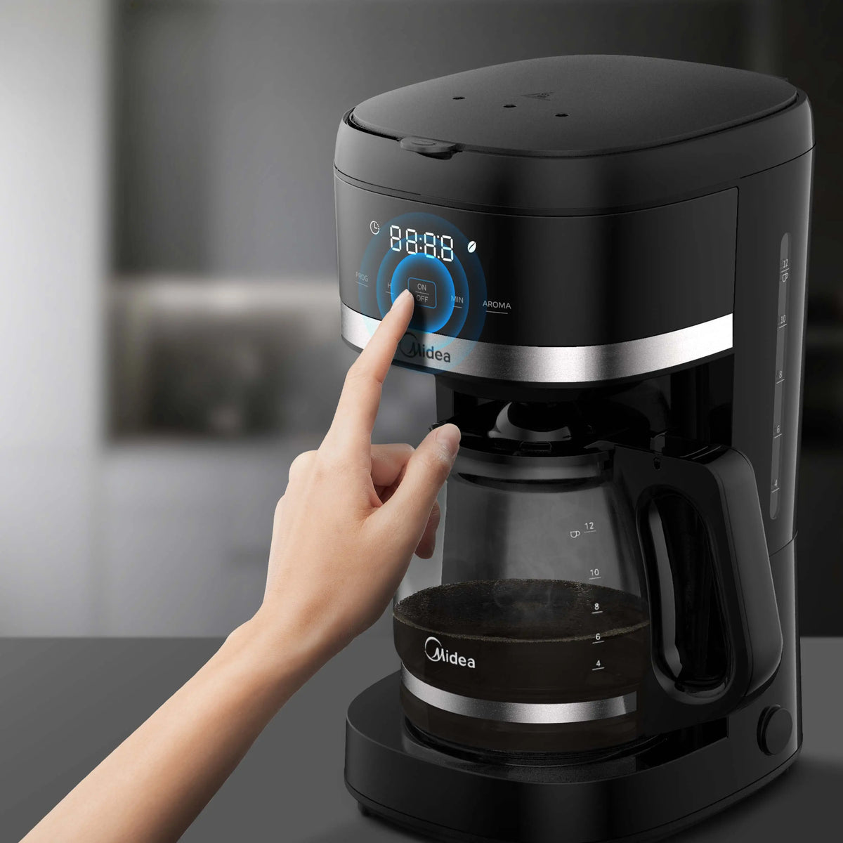 Cafetera de Gode Midea 2.5 Litros 10 Tazas Negr Digital - MCD12RWCK