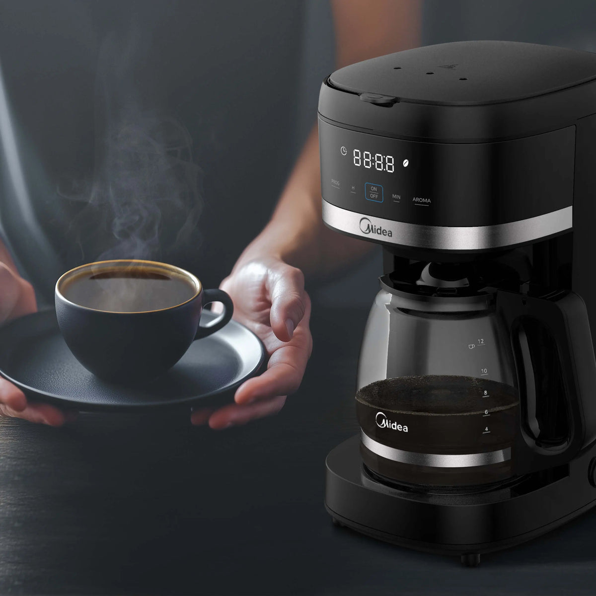Cafetera de Gode Midea 2.5 Litros 10 Tazas Negr Digital - MCD12RWCK