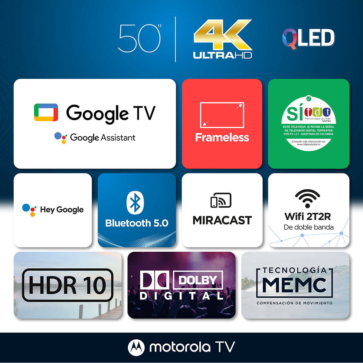 Televisor Motorola 50" Smart TV 4K Ultra HD - MOT50NUQE05