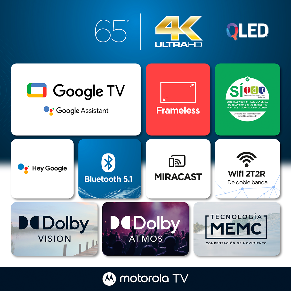 Televisor Motorola 65" Smart TV 4K Ultra HD - MOT65UQE11