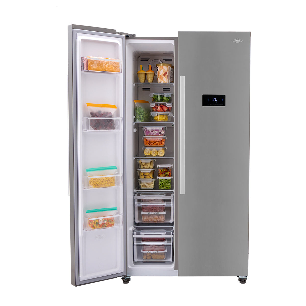 Nevecón Haceb 563 litros manija externa panel digital inox - Logística Haceb