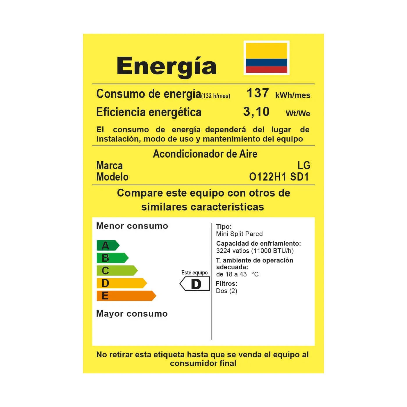 AIRE ACONDICIONADO LG 17000 BTU SPLIT 220V