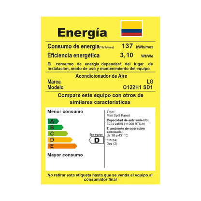 AIRE ACONDICIONADO LG 17000 BTU SPLIT 220V