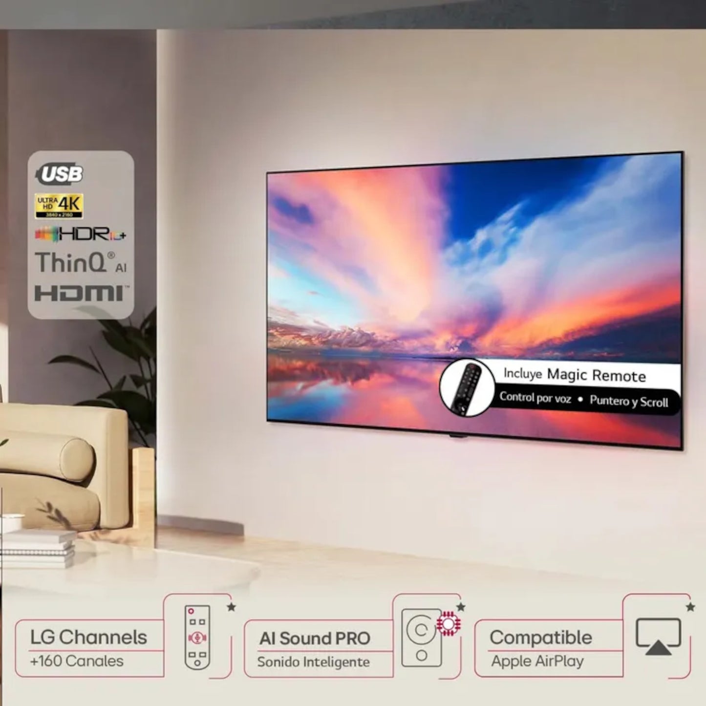 TELEVISOR LG 55" PULGADAS 140 CM OLED55B4 4K UHD OLED SMART TV - CALIDAD DE IMAGEN 4K ULTRA HD, TECNOLOGÍA OLED Y FUNCIONES INTELIGENTES