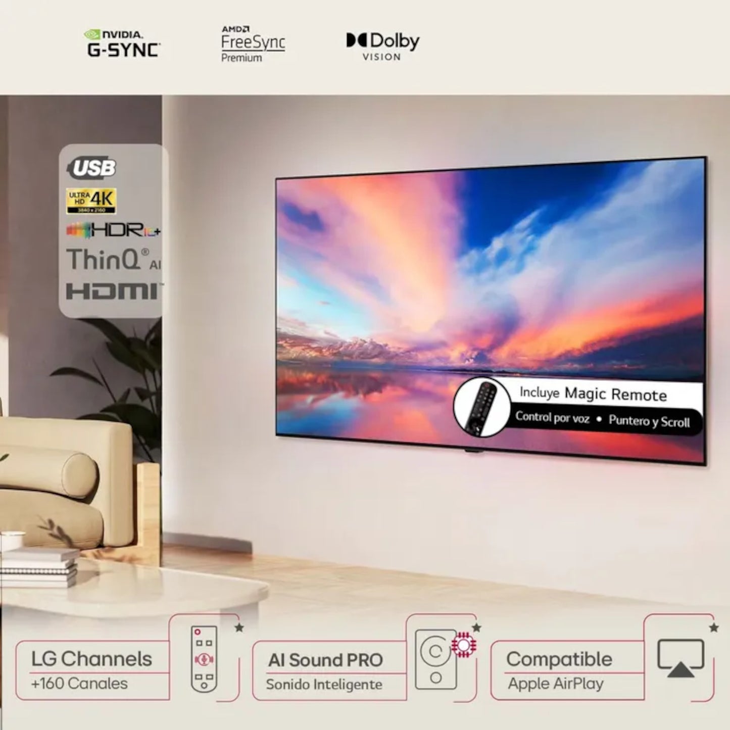 TV LG 77" Pulgadas 195 Cm OLED77B4 4K-UHD OLED Smart TV