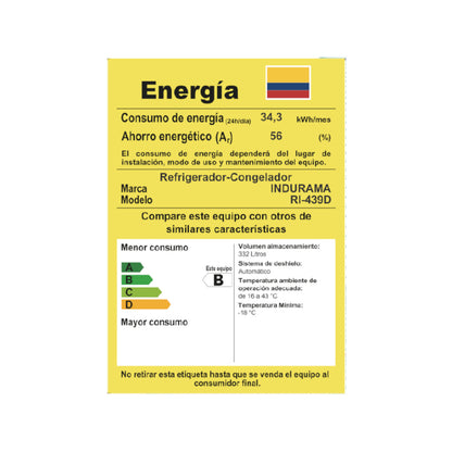 NEVERA NO FROST 354 LITROS ACERO RI-439D