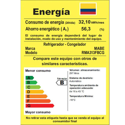 NEVERA MABE 313LTS NO FROST GRAFITO RMA313FBCG