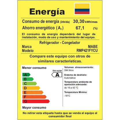 NEVERA MABE 421LTS INOX RMP421FYCU