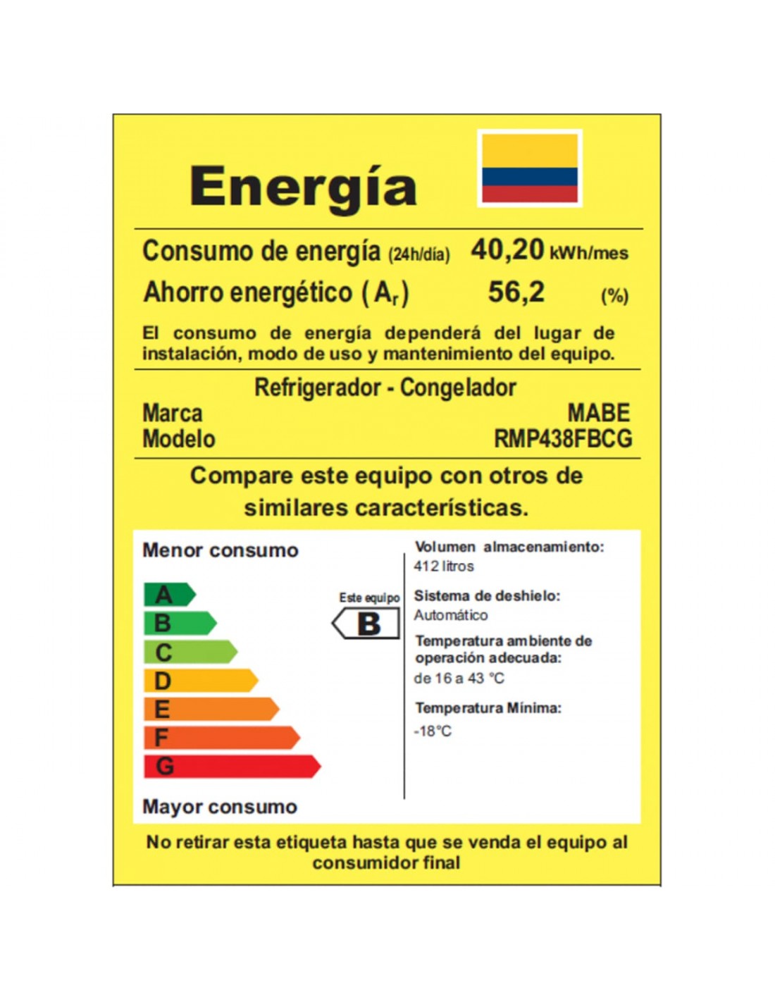 NEVERA MABE 438LTS GRAFITO RMP438FBCG