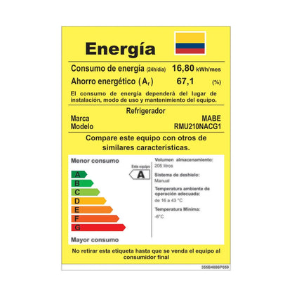 NEVERA MABE 210 LTS HOME ENERGY SABER RMU210NACG1