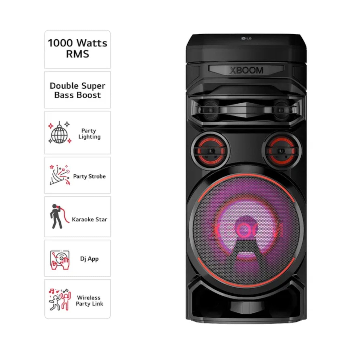 Minicomponente LG XBOOM RNC7 1000 Watts Negro Torre de Sonido