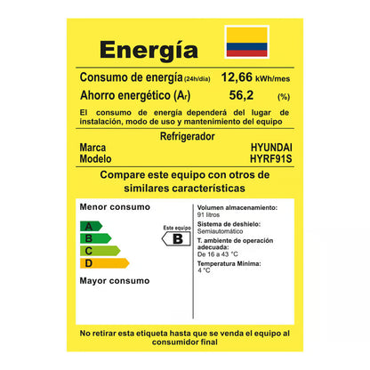 NEVERA MINIBAR HYUNDAI 93LTS HYRF91S