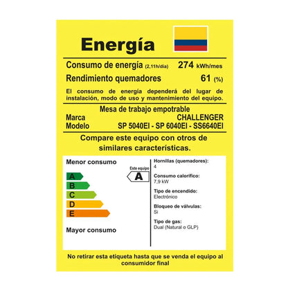 CUBIERTA CHALLENGER EMPOTRAR 59 CM INOX SP-6040