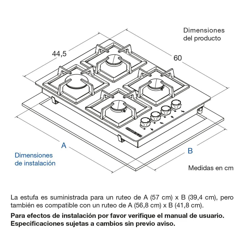 Estufa de empotrar en vidrio Challenger SQ-6759 AE.