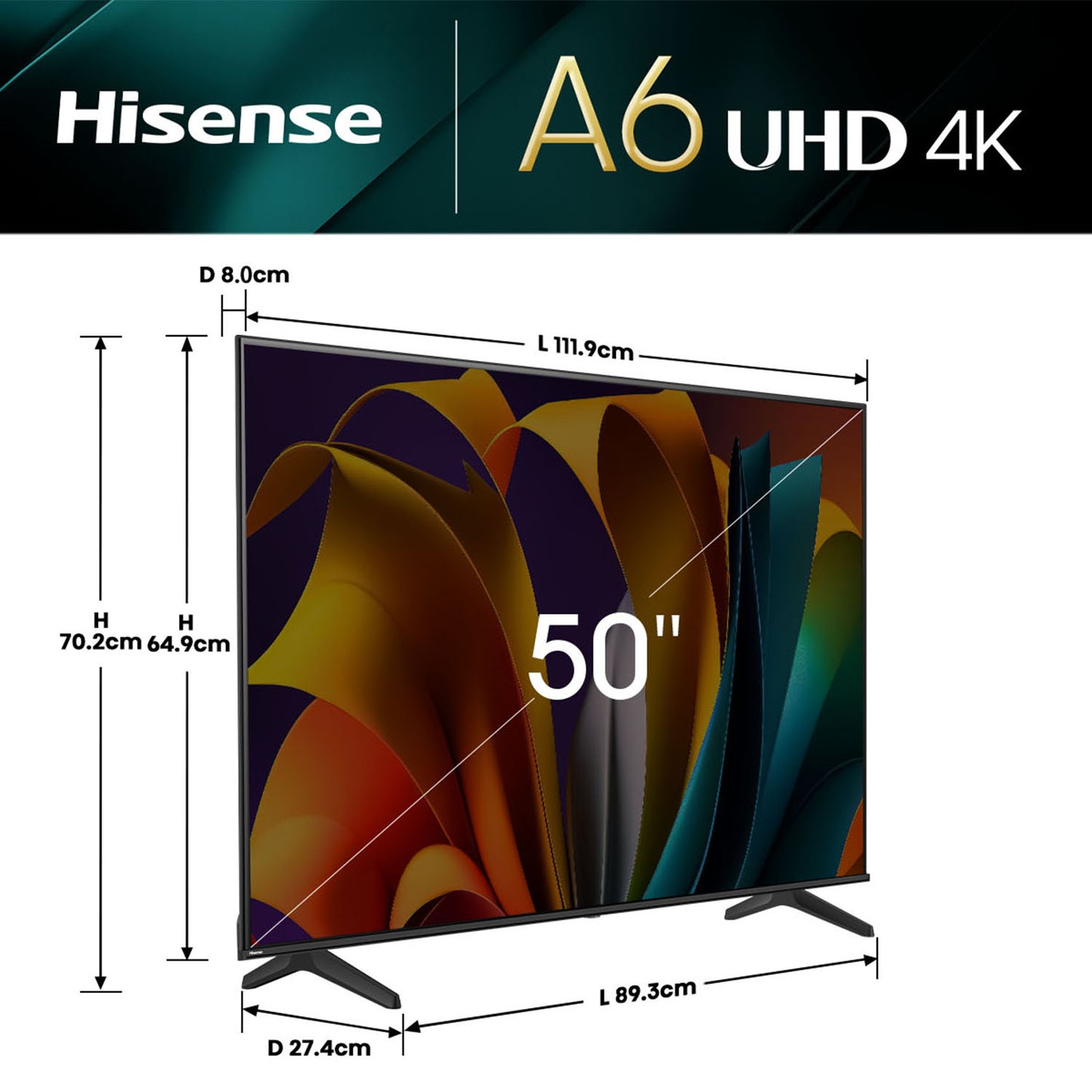 Televisor Hisense 50 LED 4K UHD Smart TV 50A6N