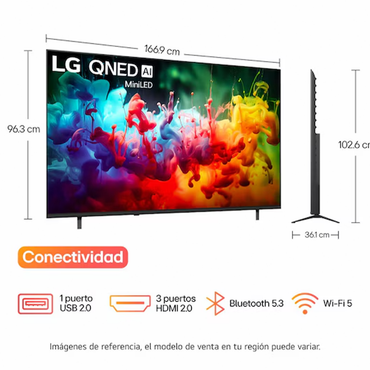 Televisor LG 75" QNED Mini Led 4K Smart Tv con IA incluye AI Magic Remote - 75QNED65BSA