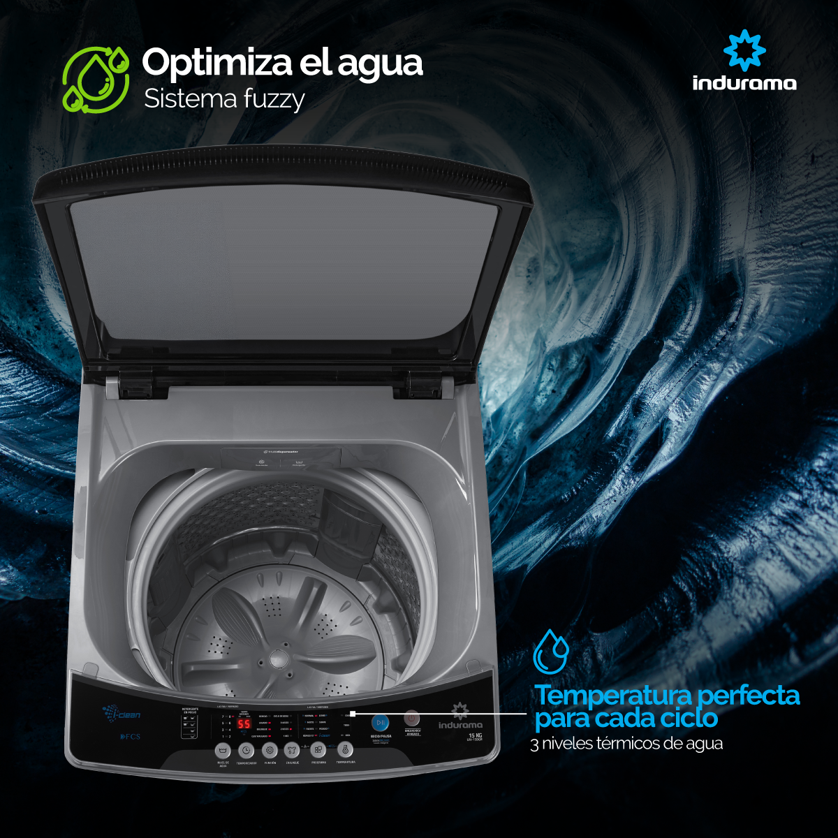 Lavadora Automática Indurama 18 kg LRI-18DGRI