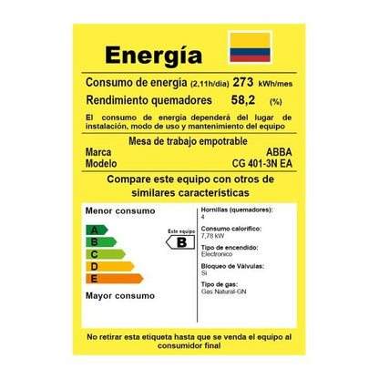 CUBIERTA EMPOTRAR 4PTOS GAS ENCENDIDO AUTOMATICO   CG-401-3EA