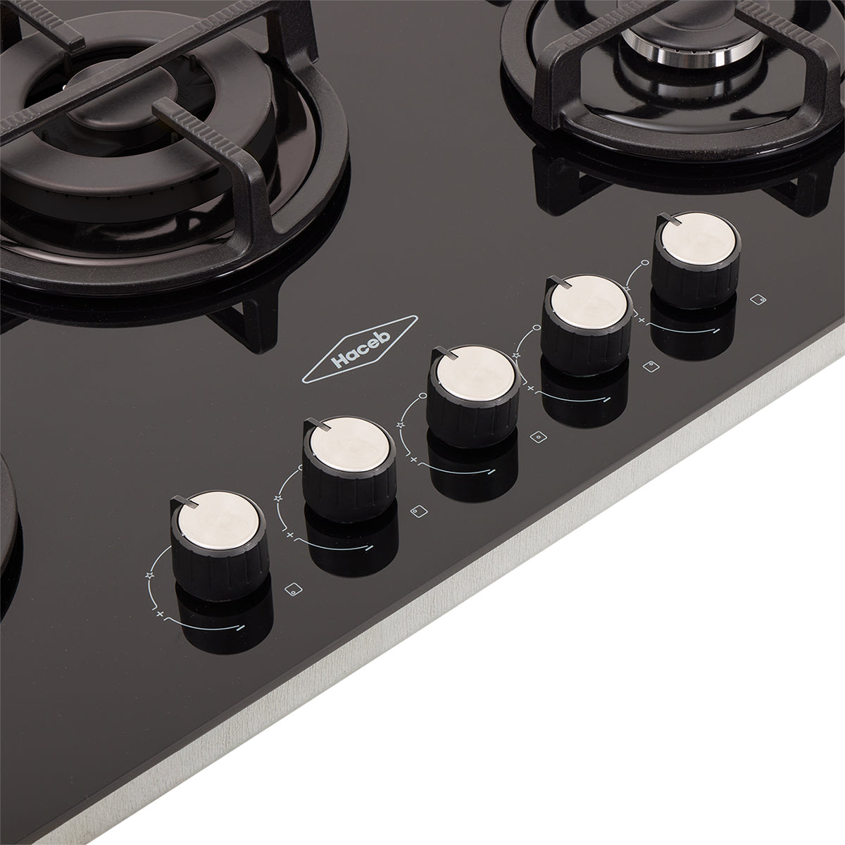 Estufa de Empotrar Cristal Haceb de 5 puestos con fogón triple corona color negro de 76cm a Gas Natural Negro - CUB TO NEGRO 76 CRISTAL HF 3C GN - Logística Haceb