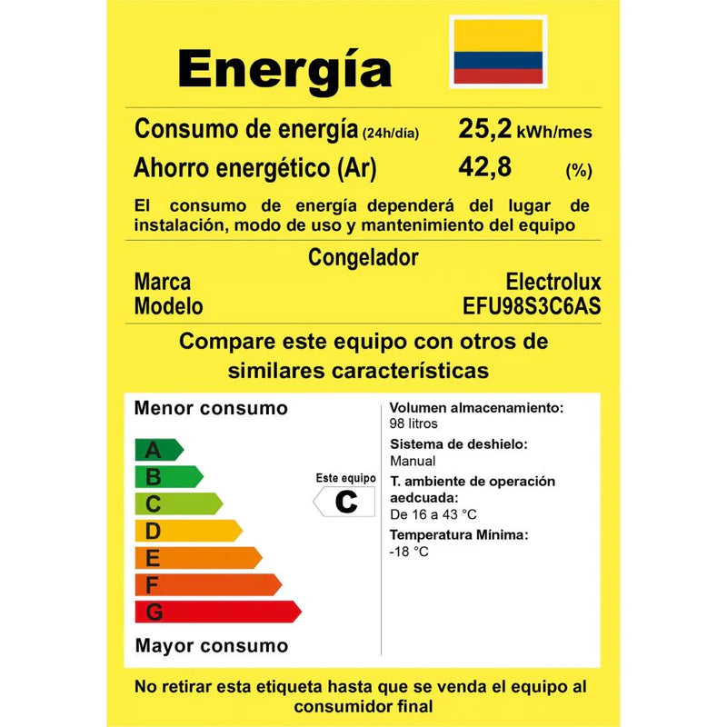 Congelador Vertical Electrolux 98L Gris EFU98S3C6AS