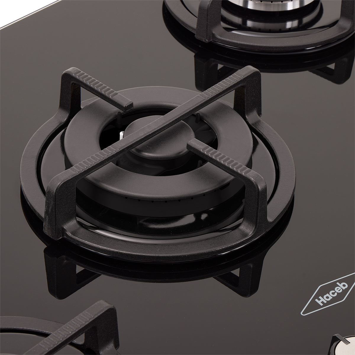 Estufa de Empotrar Cristal Haceb de 5 puestos con fogón triple corona color negro de 76cm a Gas Natural Negro - CUB TO NEGRO 76 CRISTAL HF 3C GN - Logística Haceb