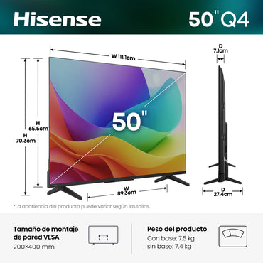 Televisor Hisense 50" QLED Q4 Smar TV VIDAA - 50Q4SV