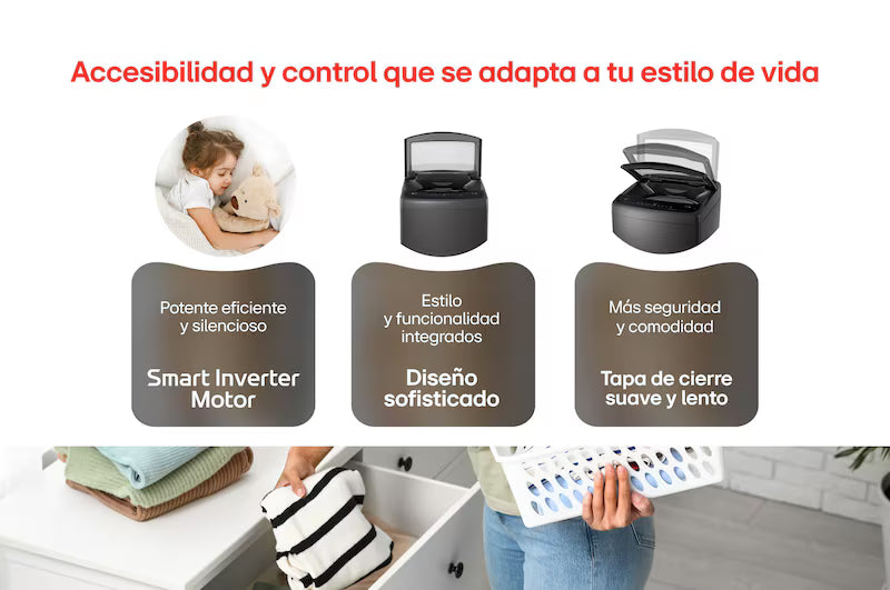 Lavadora LG Carga Superior 17 Kg Negro Brillante - WT17OVTB