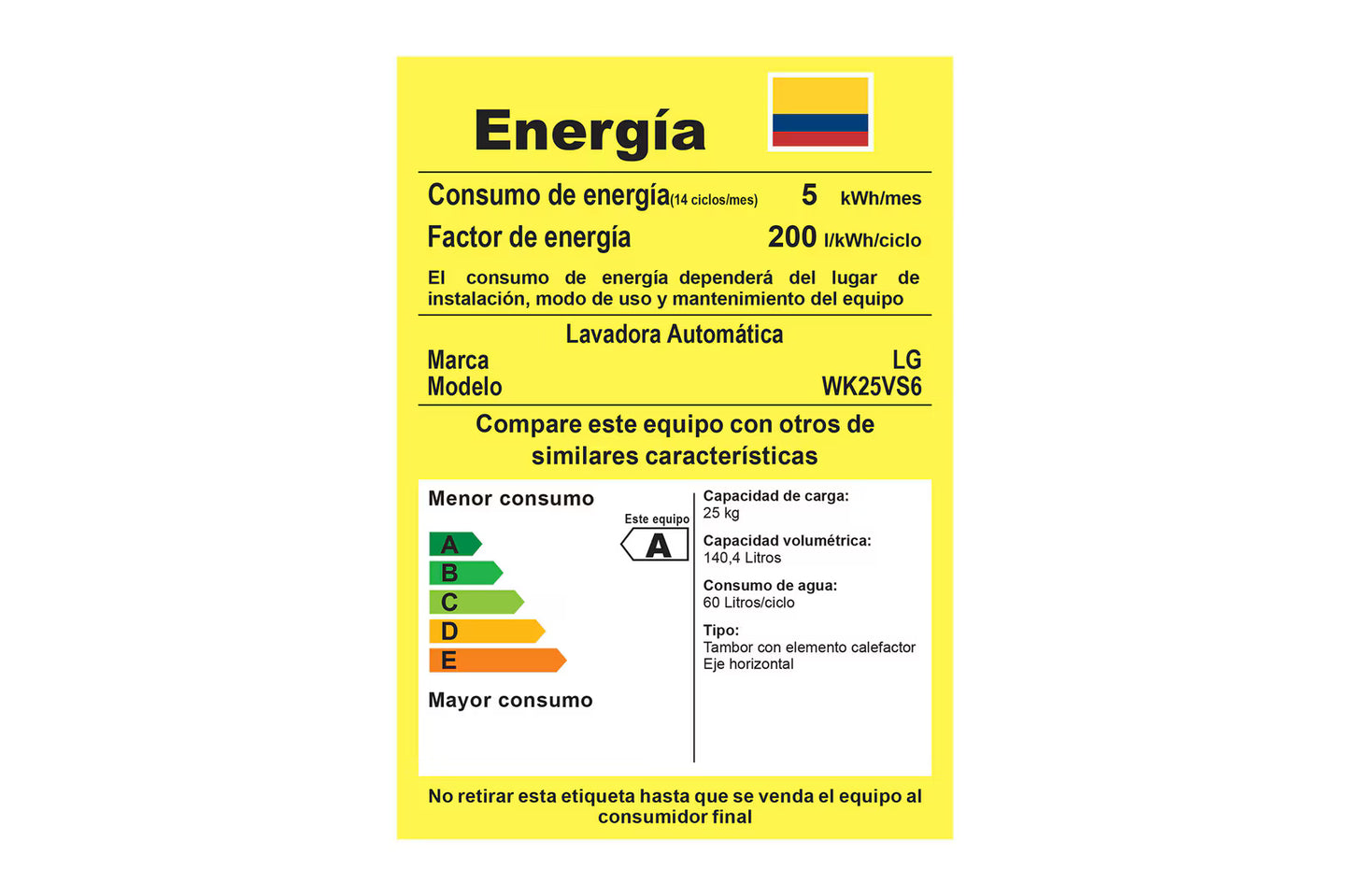 Torre de lavado LG (25kg/55lbs) & Secadora (22kg/48lbs) AIDD - WK25VS6