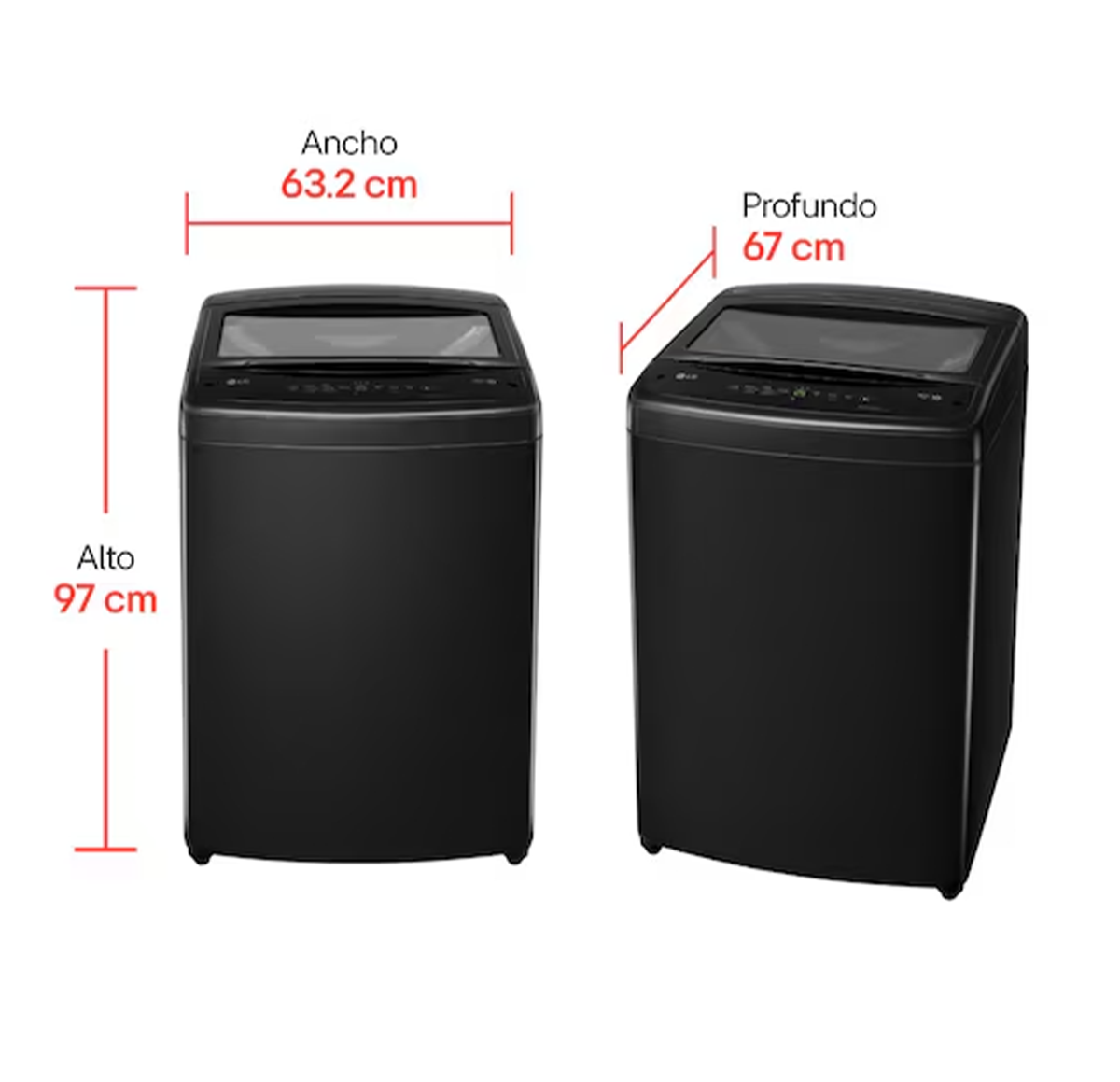 Lavadora Carga Superior LG 19Kg Negro TurboDrum Silencioso - WT19OVTB